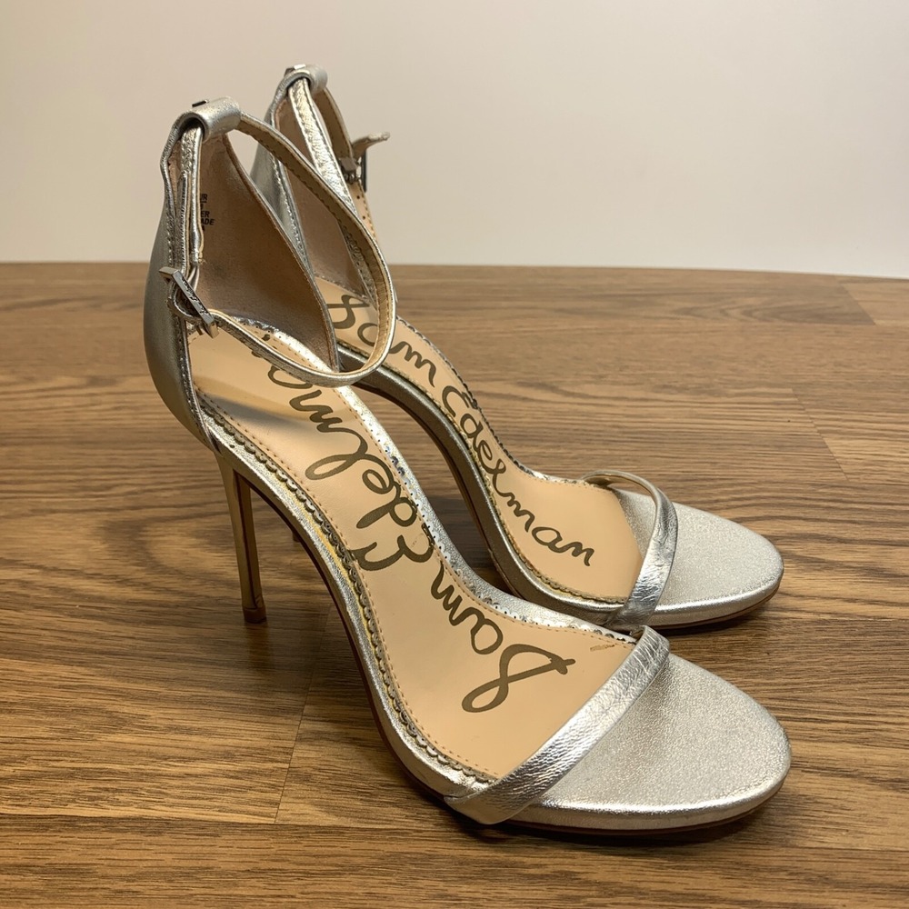 Sam Edelman Womens nadya‎ Stiletto Heels High Size 7.5M Wedding Silver